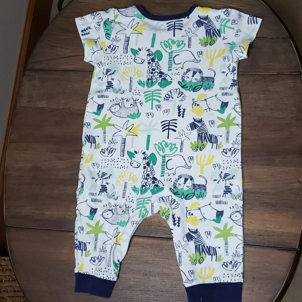 Gymboree NWOT Newborn Essentials Jungle Animals One Piece Romper Sz 3-6M